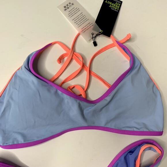 OneOne Swimwear Set Bikini New Blue Neon Womens Large - Picture 6 of 14